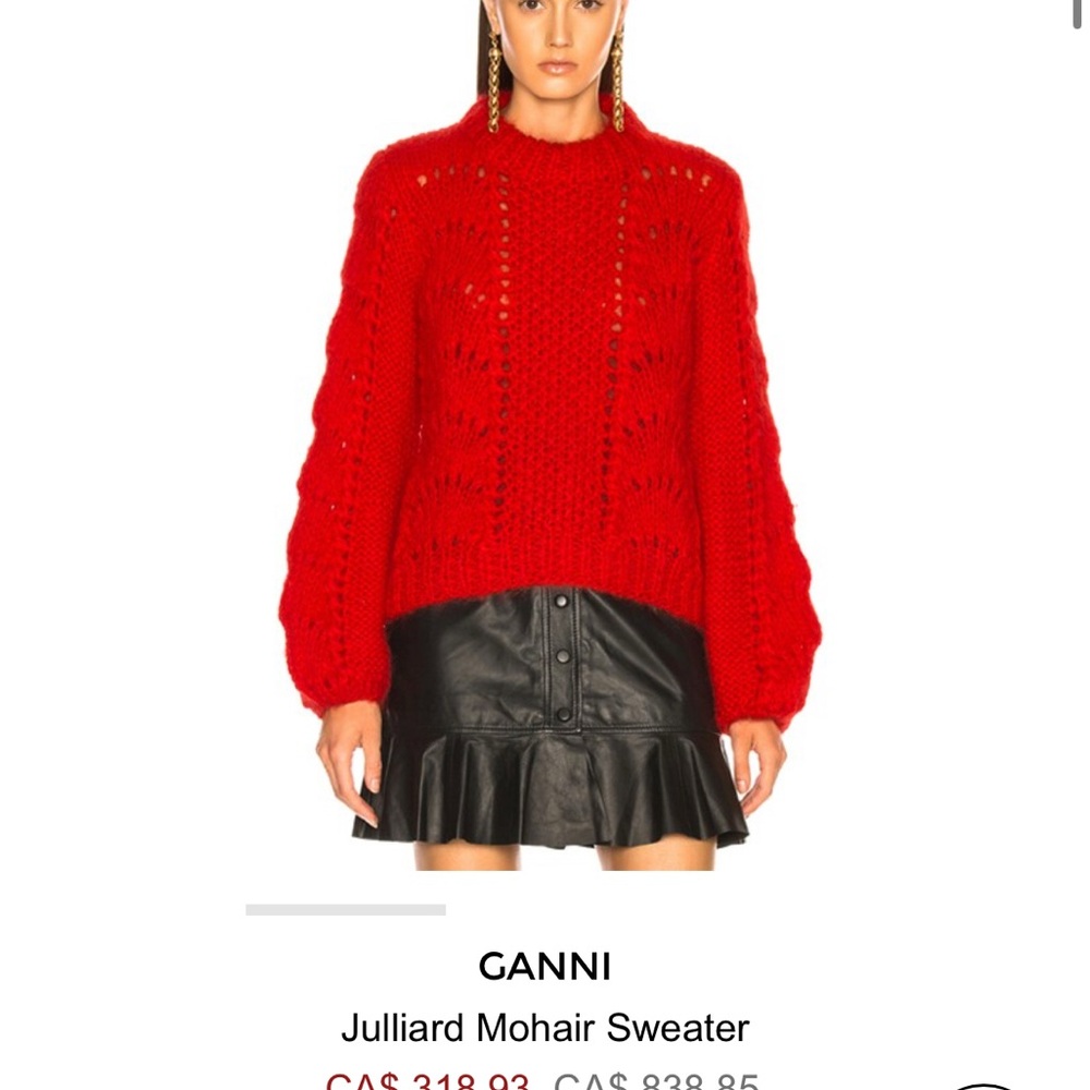 GANNI Red Mohair Sweater